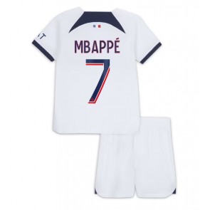Paris Saint-Germain Kylian Mbappe #7 Dětské Venkovní dres komplet 2023-24 Krátký Rukáv (+ trenýrky)